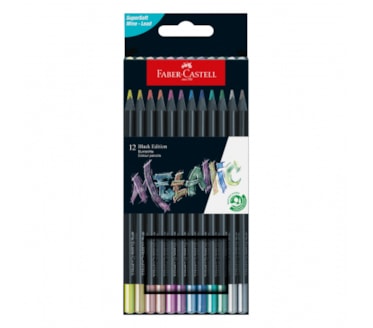 Lápis De Cores Metálicas Faber-Castell Black Edition Caixa 12Uni