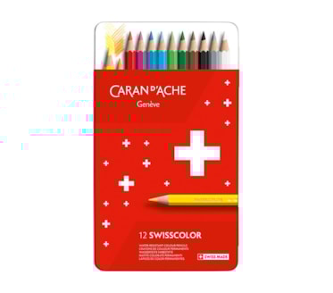 Lápis De Cor Caran D' Ache Swisscolor Caixa Metal 12Uni