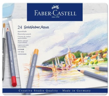 Lápis De Cor Faber-Castell Goldfaberaqua Caixa Metal 24Uni