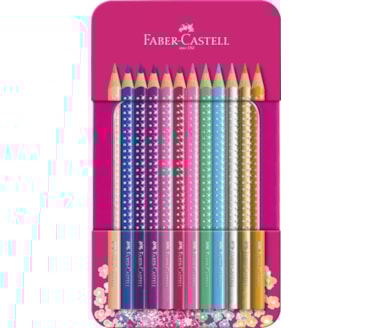 Lápis De Cor Faber-Castell Sparkle Caixa Metal 12Uni