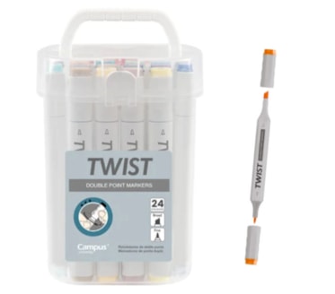 Marcadores Ponta Dupla Twist Campus Pack 24uni
