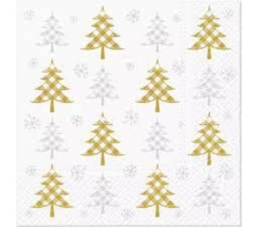 Guardanapos Christmas Tree Check Gold and Silver Pack 20uni Ref.SDL 233198